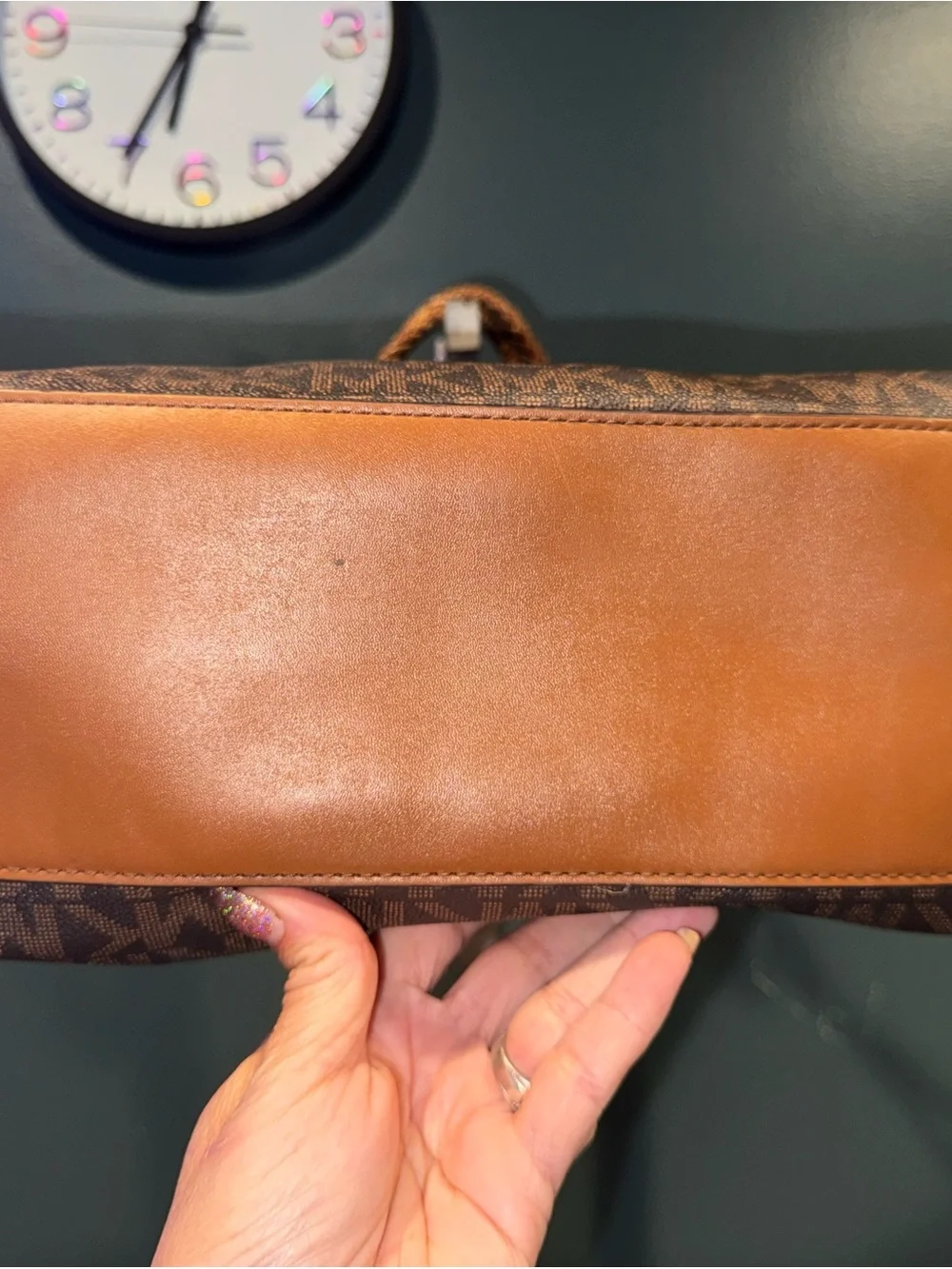Michael Kors Brown and Tan MK Logo Shoulder Bag